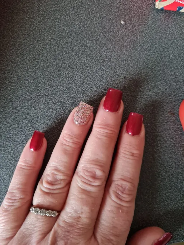 My Christmas nails, I just love red.